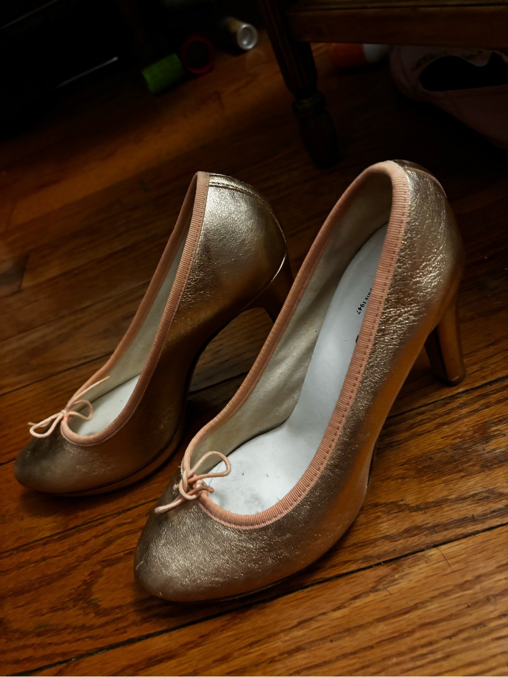 Women's Metallic pink rose Gold Ballet Pump Heels